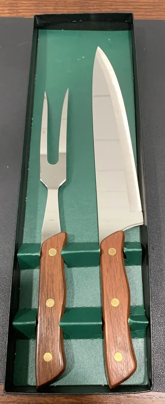 Rogers Stainless Steel Carving Knife & Fork in Box